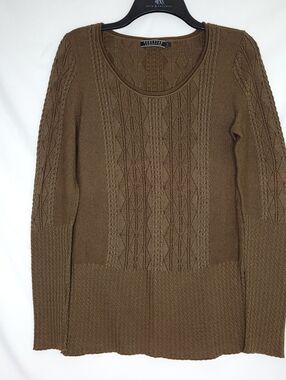 PERUVIAN CONNECTION Women's Cable Knit Scoop Neck Minimalist Sweater MEDIUM